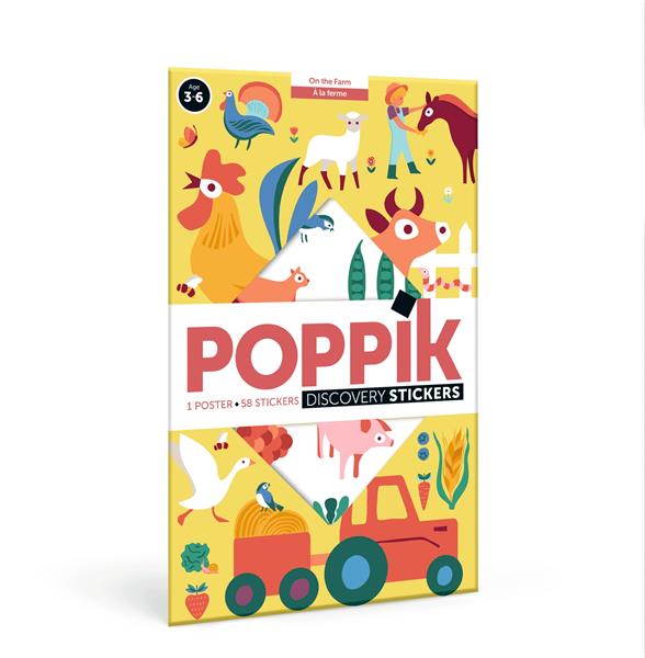 Poppik, poster : à la ferme (1 poster + 58 stickers repositionnables)