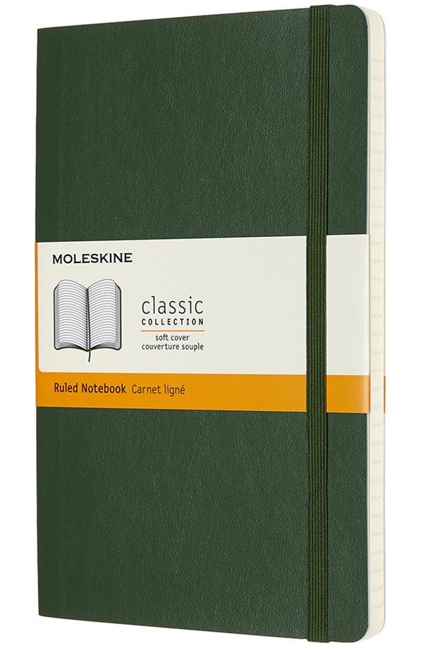 Moleskine Classic Notebook, Soft Cover, Large (5" x 8.25") Ruled/Lined, Myrtle Green, 192 Pages