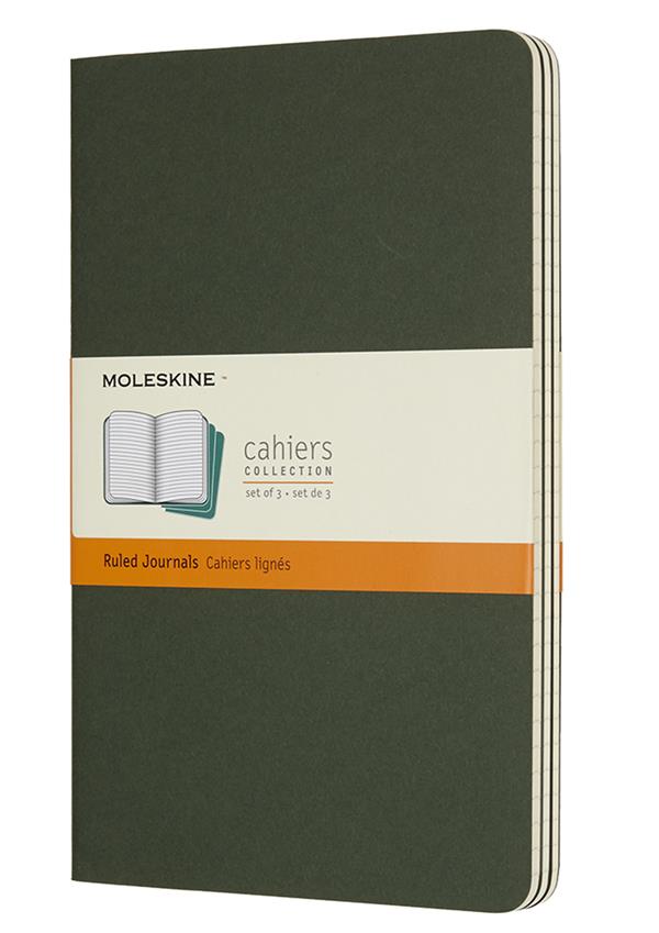 MOLESKINE Cahier ligné grand format myrte ; set de 3