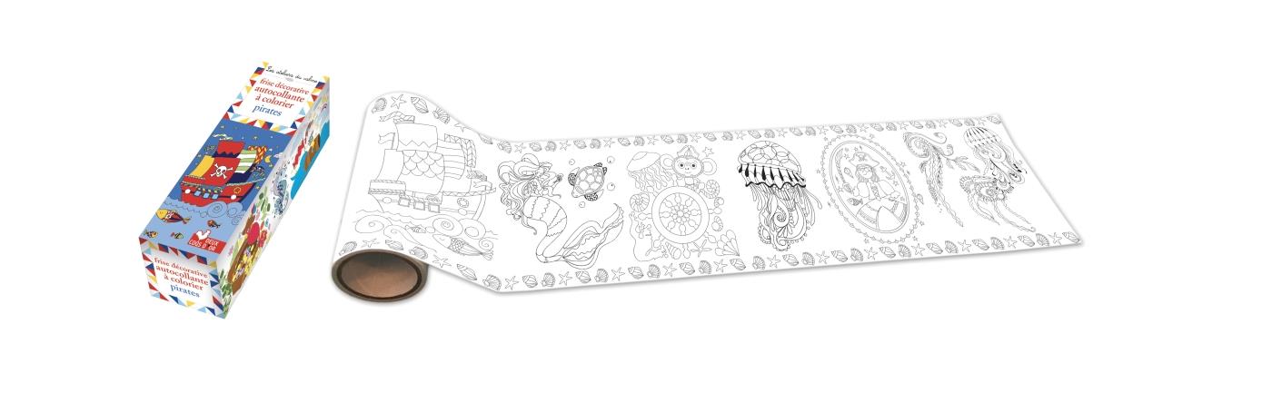 Les ateliers du calme ; frise décorative autocollante à colorier ; pirates ; rouleau