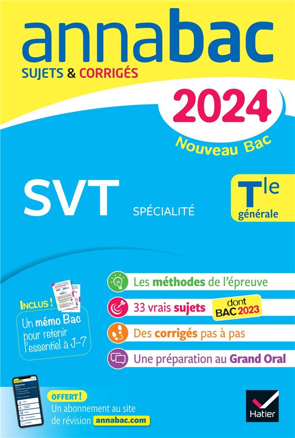 Annabac : spécialité SVT ; terminale générale ; sujets corrigés
