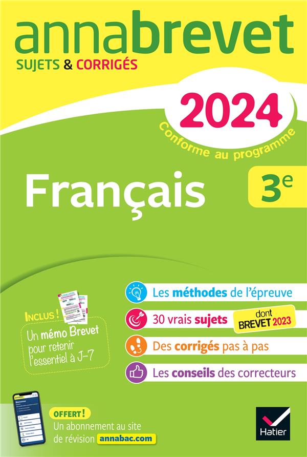 Annabrevet : français ; 3e ; sujets et corrigés