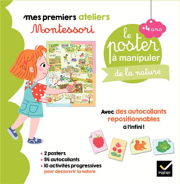 Mes premiers ateliers Montessori ; coffret Montessori poster à manipuler de la nature