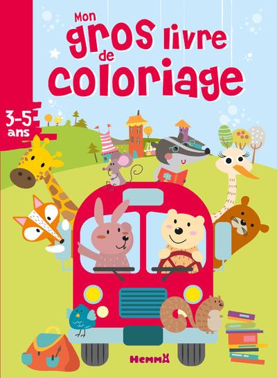 Mon gros livre de coloriage : bus animaux ; 3/5 ans