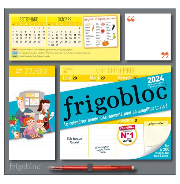 Frigobloc hebdomadaire : calendrier d'organisation familiale (édition 2024) (de septembre 2023 à décembre 2024)
