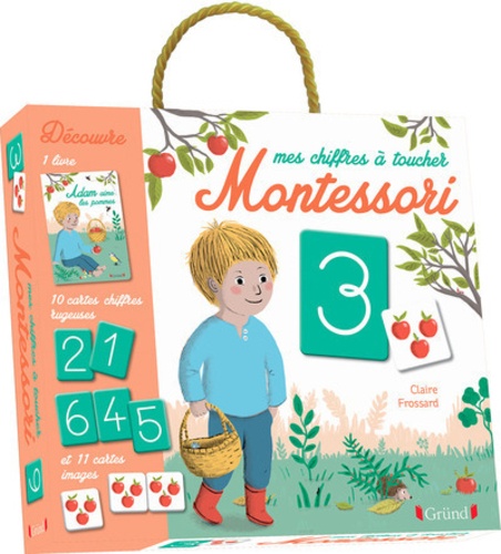 Mes chiffres à toucher Montessori – Coffret livre + 10 cartes chiffres rugueuses + 11 cartes images